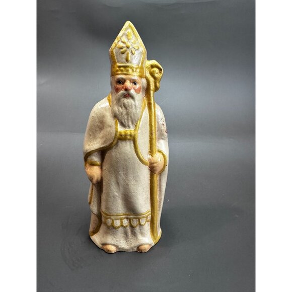 House Of Hatten Other - House Of Hatten St Nicholas Bishop Figurine White & Gold Resin 6 1/2"